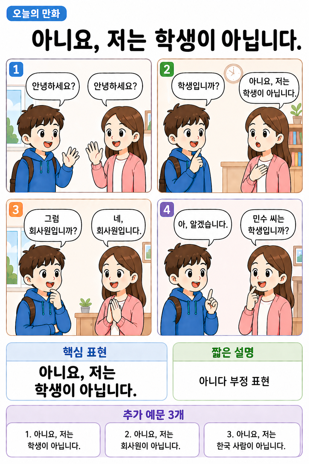 Day 009 | 아니요, 저는 학생이 아닙니다.